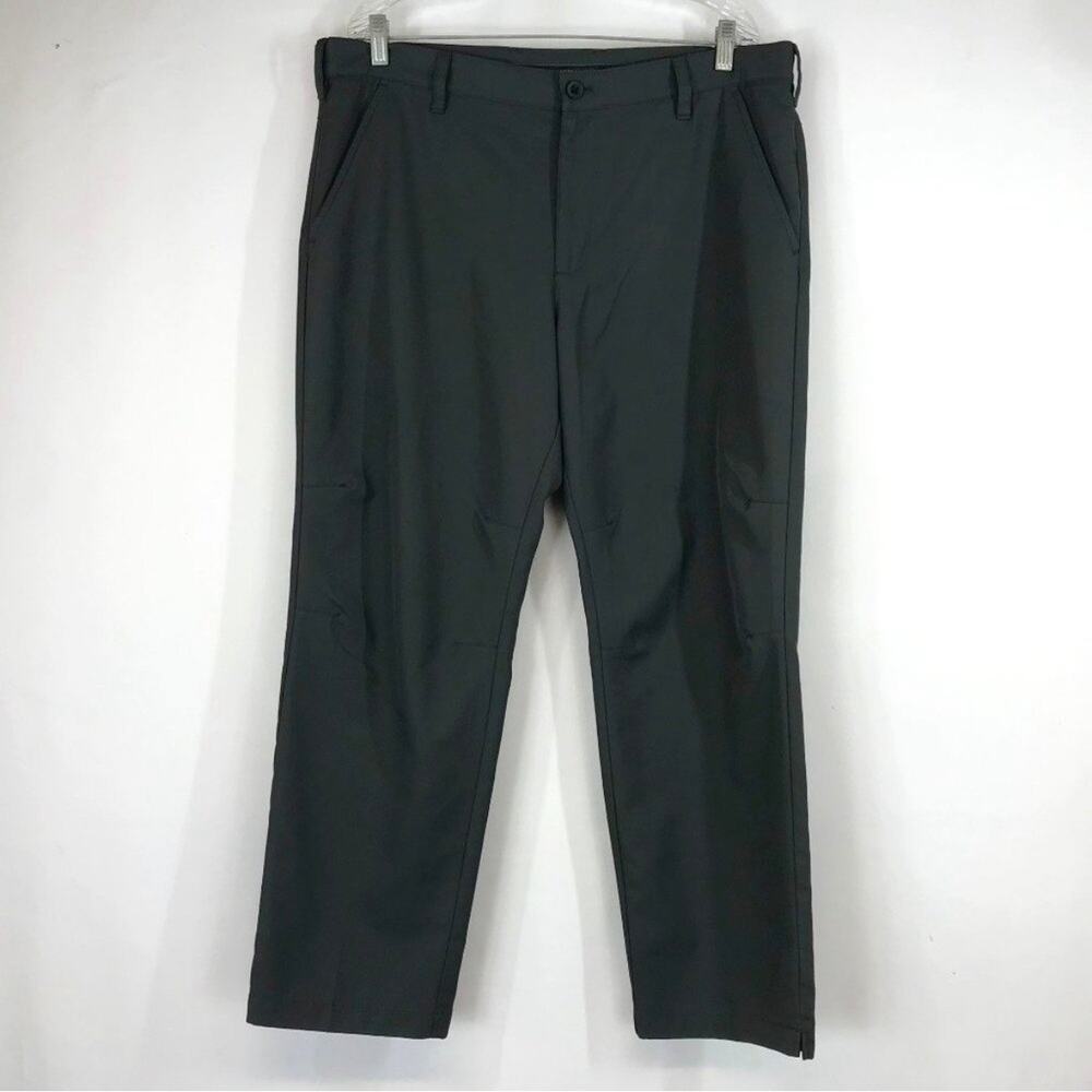 Izod Mens Flat Front Performance Golf Pants Black 36x29 Slim Fit Trouser